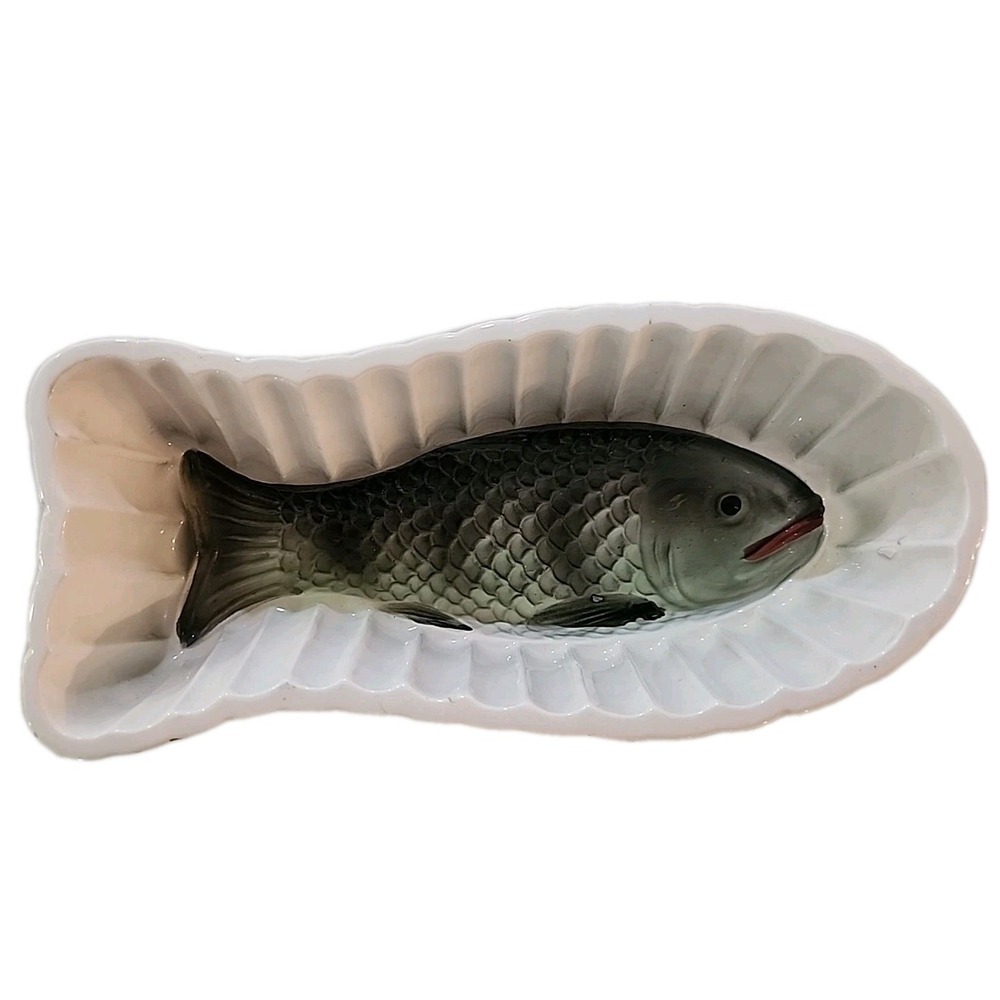 Vintage‎ Elsterwerda? Porcelain Fish Bowl Mold / Wall Hanging Germany 8.25" Long